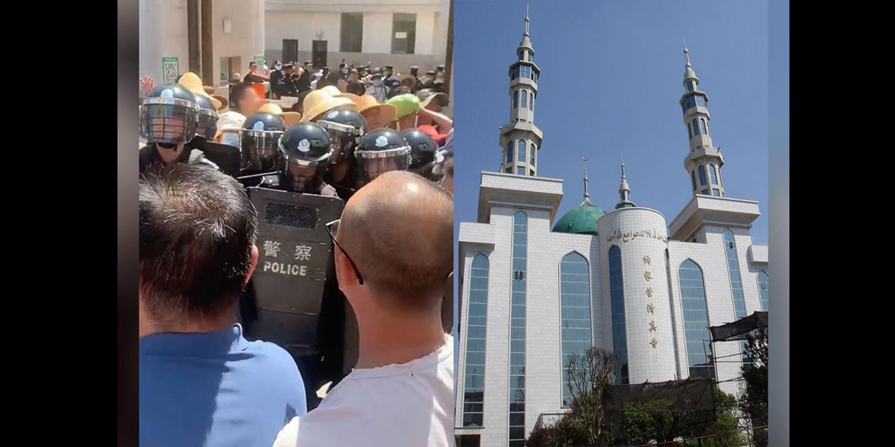 Çin, caminin kubbesini yıkınca Müslümanlar sokaklara döküldü