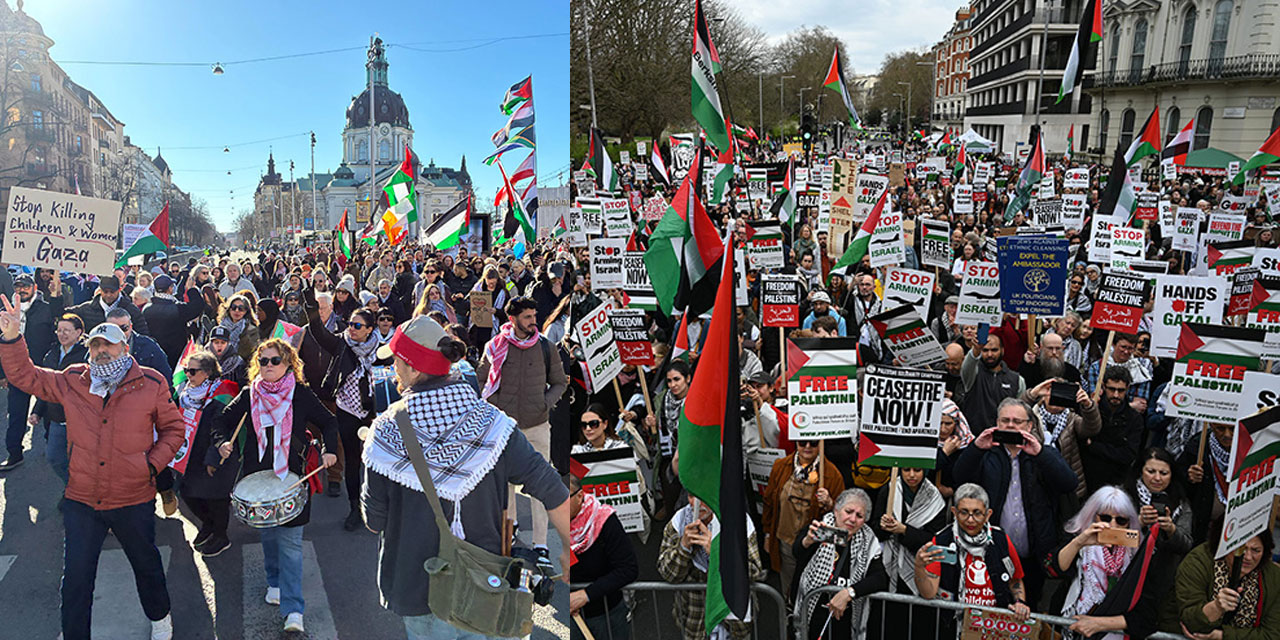 Vicdanlı Avrupalılar Filistin'e destek gösterileri düzenlendi