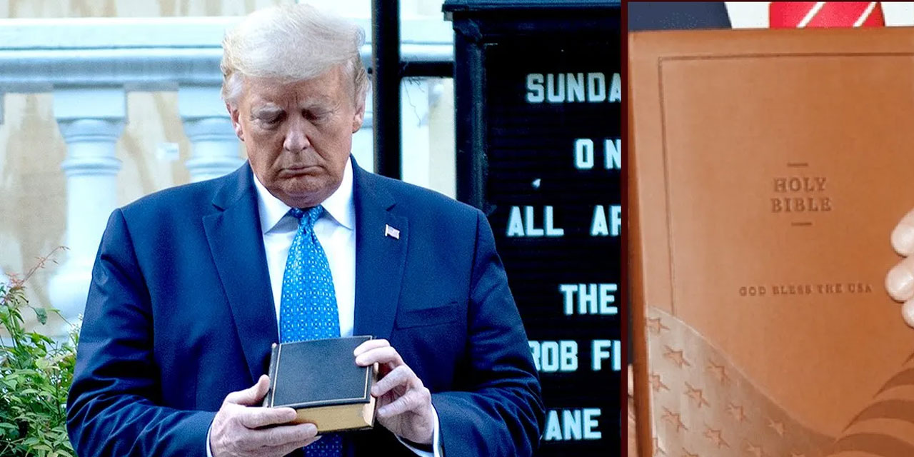 Trump, 'dinimizi geri getirmemiz lazım' diyerek İncil bastırdı: Hem ticaret hem siyaset!