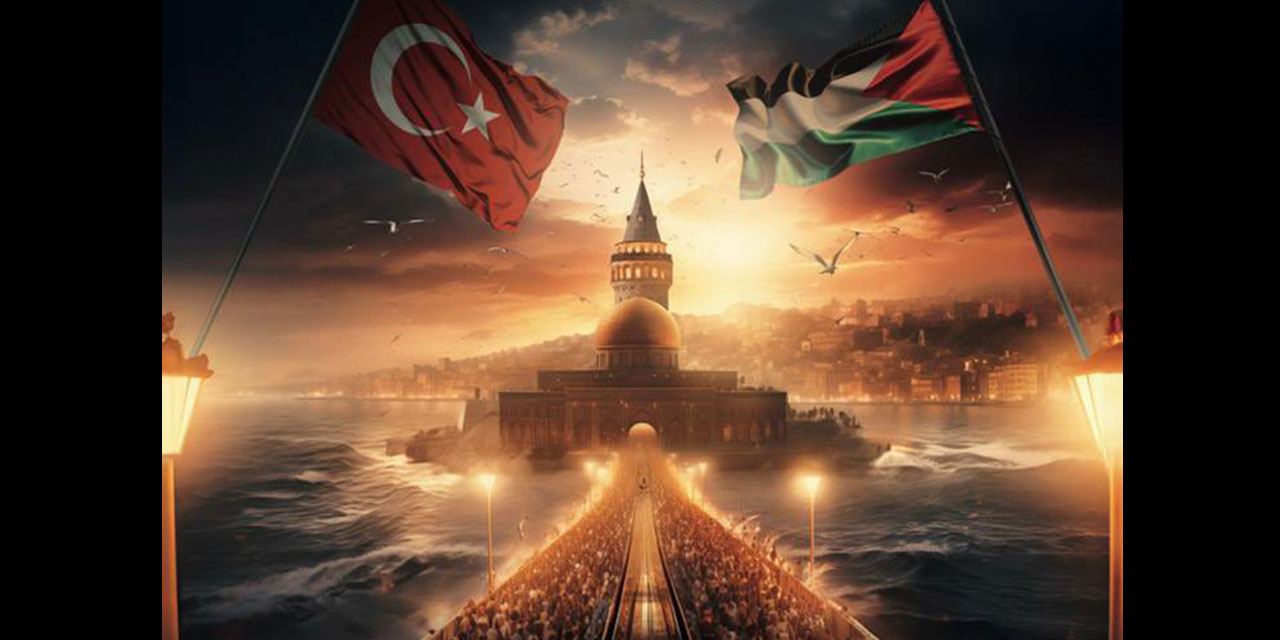 Şehitlerimize Rahmet, Filistin'e Destek, İsrail'e Lanet: 1 Ocak'ta Galata Köprüsü'nde
