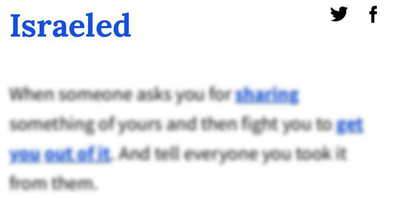 'İsrail' ismi, hırsızlık fiili olarak sözlüğe girdi: Israeled