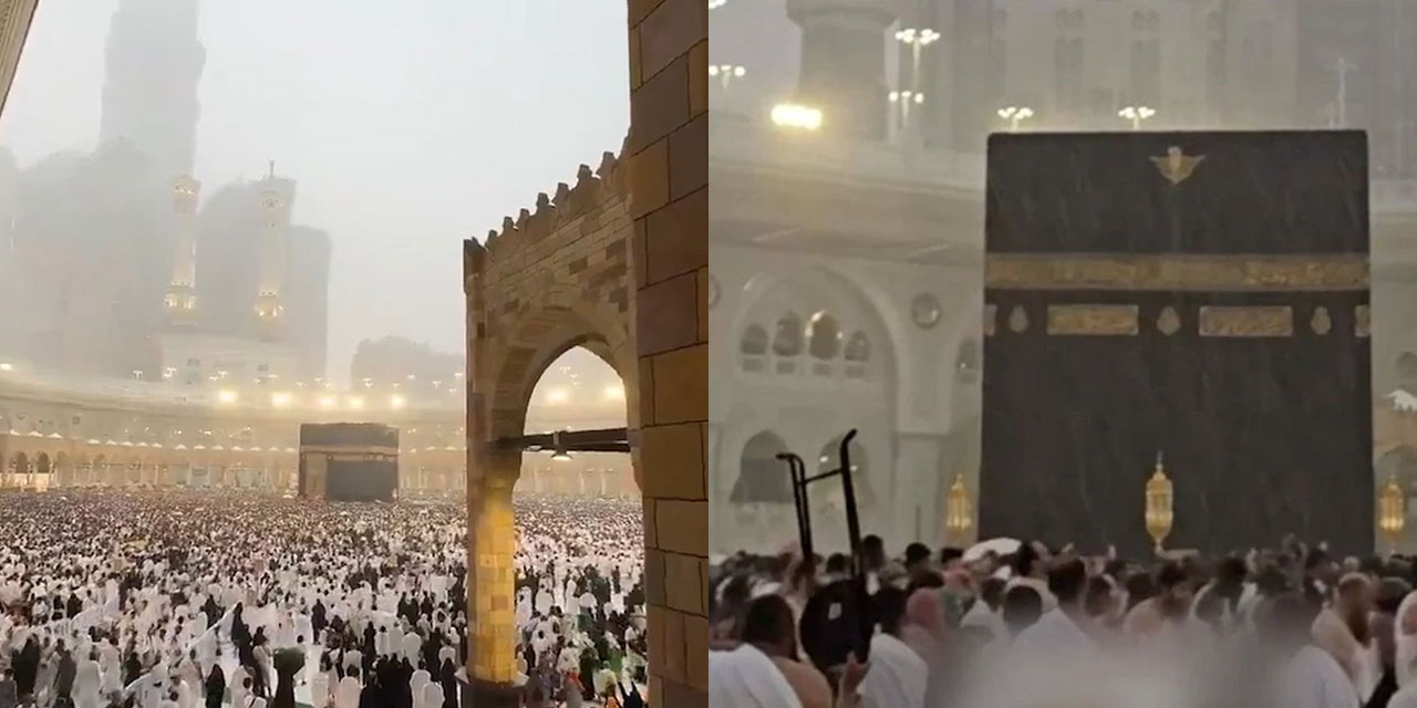 Kabe'de sağanak rahmet altında tavaf