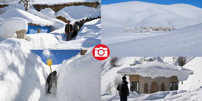 Van'ın Çatak ilçesinde kar 2 metreyi buldu, evler kayboldu