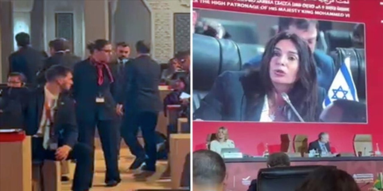 Katil israilli bakanın uluslararası konferansa katılması protesto edildi