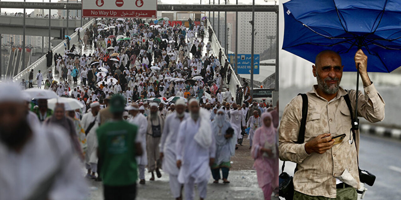 Kutsal topraklarda hacılara sağanak rahmet sürprizi