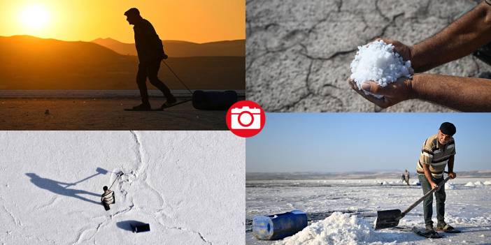 Palas Tuzla Gölü'nden dededen kalma yöntemlerle tuz çıkarma
