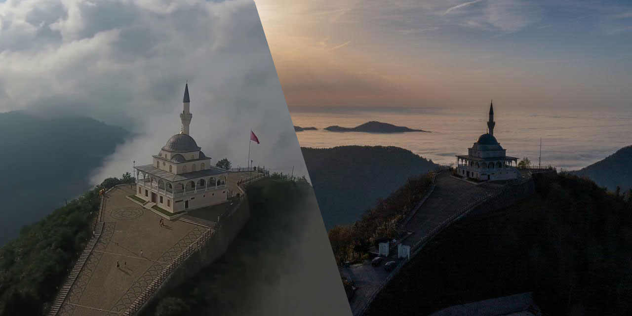 Kıble Dağı'nı sis bulutları kapladı