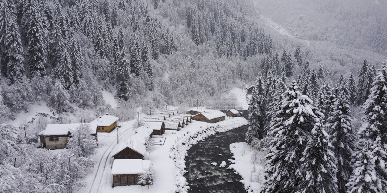 Rize'nin beyaz rahmete bürünen yaylaları