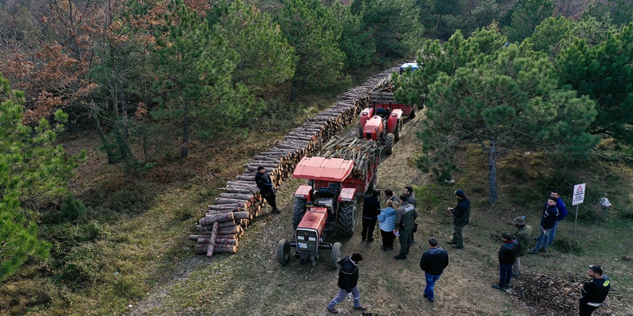 Ormanlarda bakım çalışmalarından elde edilen odunlar orman köylüsüne yakacak oluyor