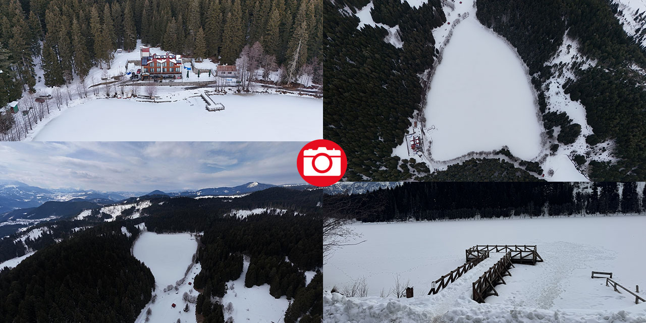 Şavşat'ın Karagöl'ü buz tuttu