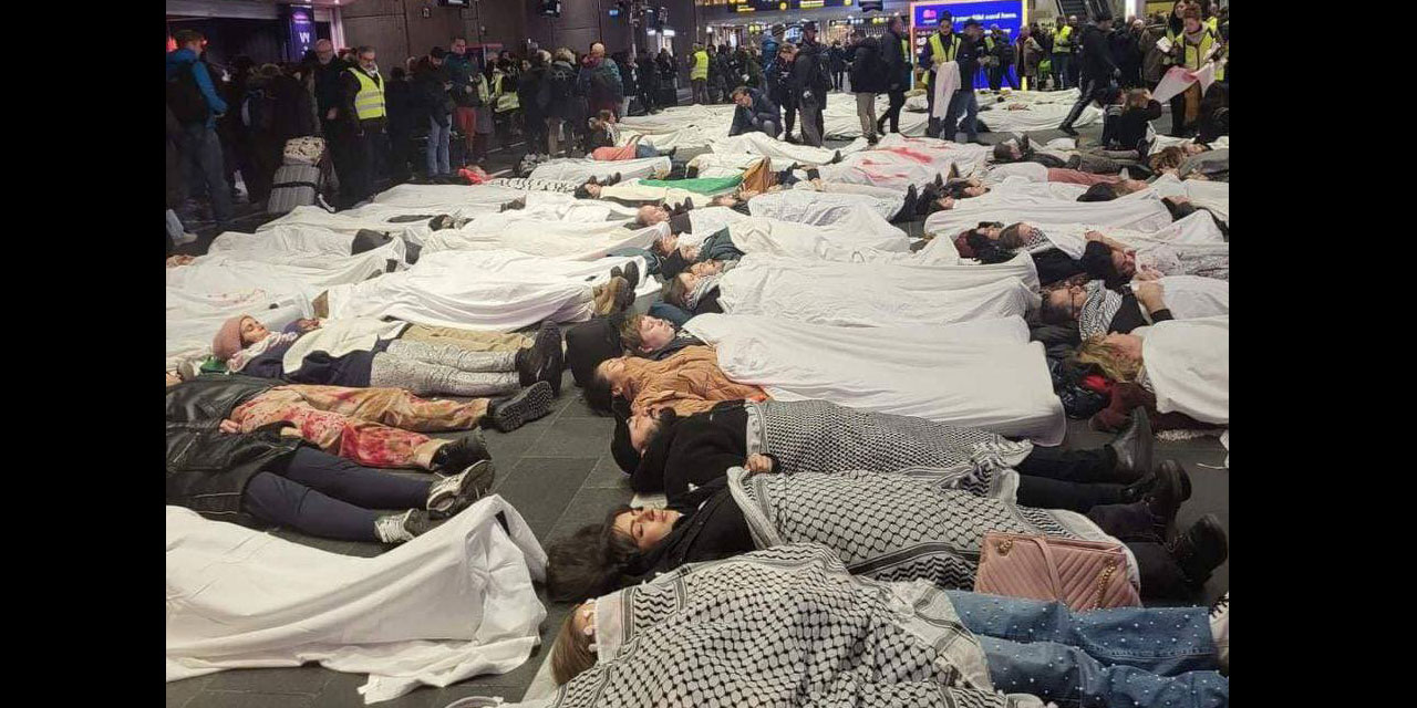 Katil devlet israilin Gazze'deki katliamına dikkat çekmek için Norveç'te kefenli eylem