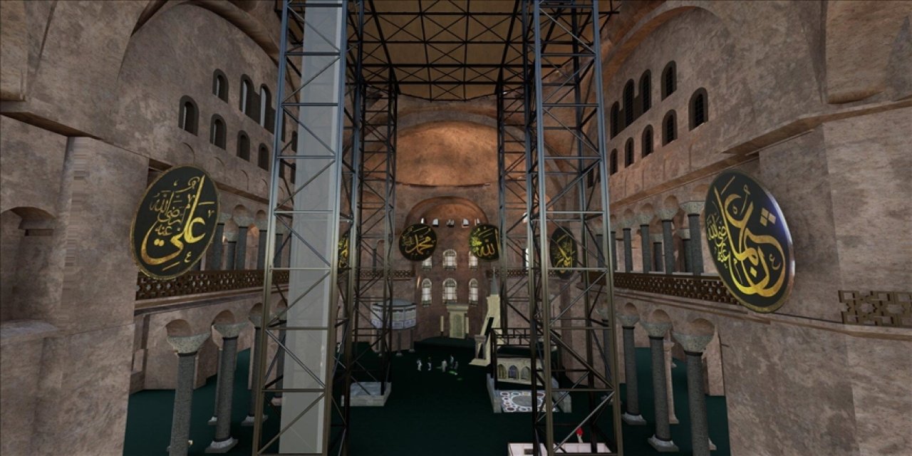 Ayasofya'da ibadet sürecek, tarih korunacak: Ana kubbede tarihi restorasyon