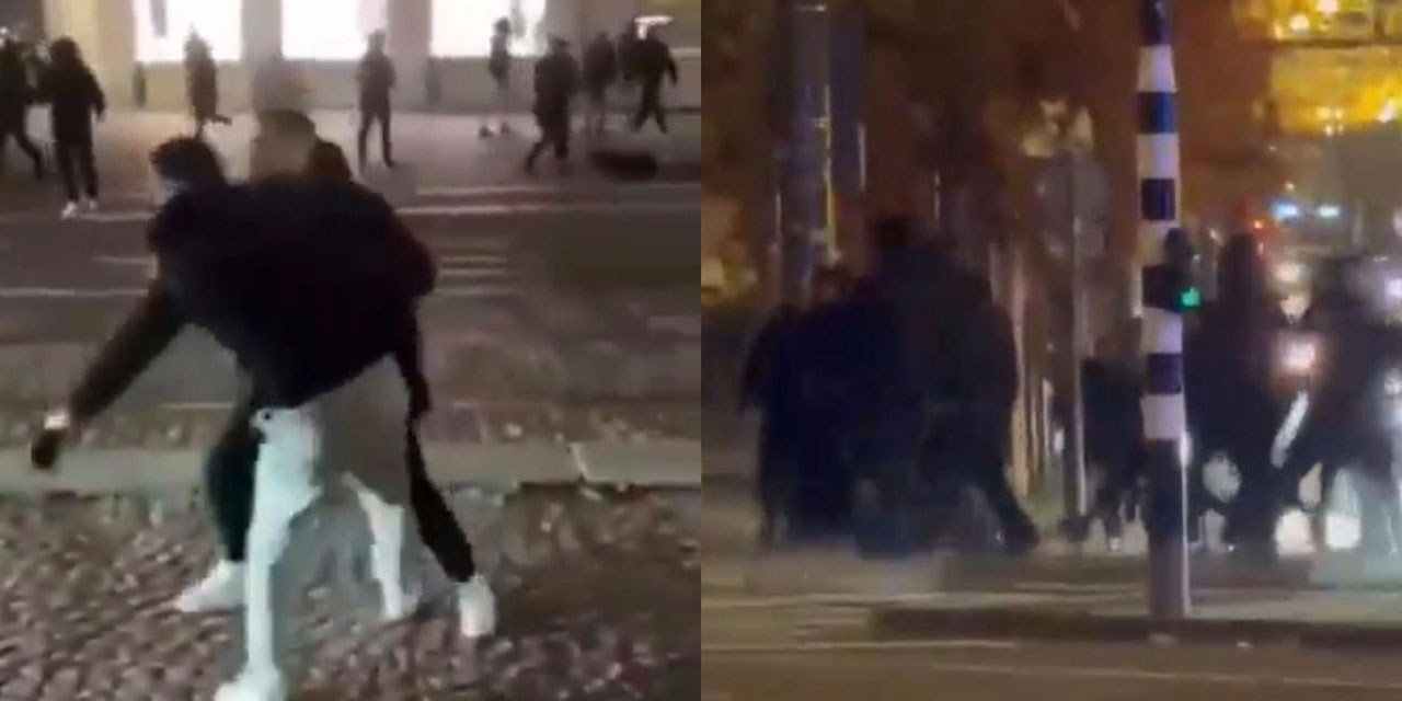 Hollanda'da Filistin bayrağı yırtan israilliler dayak yedi, nehire atıldı