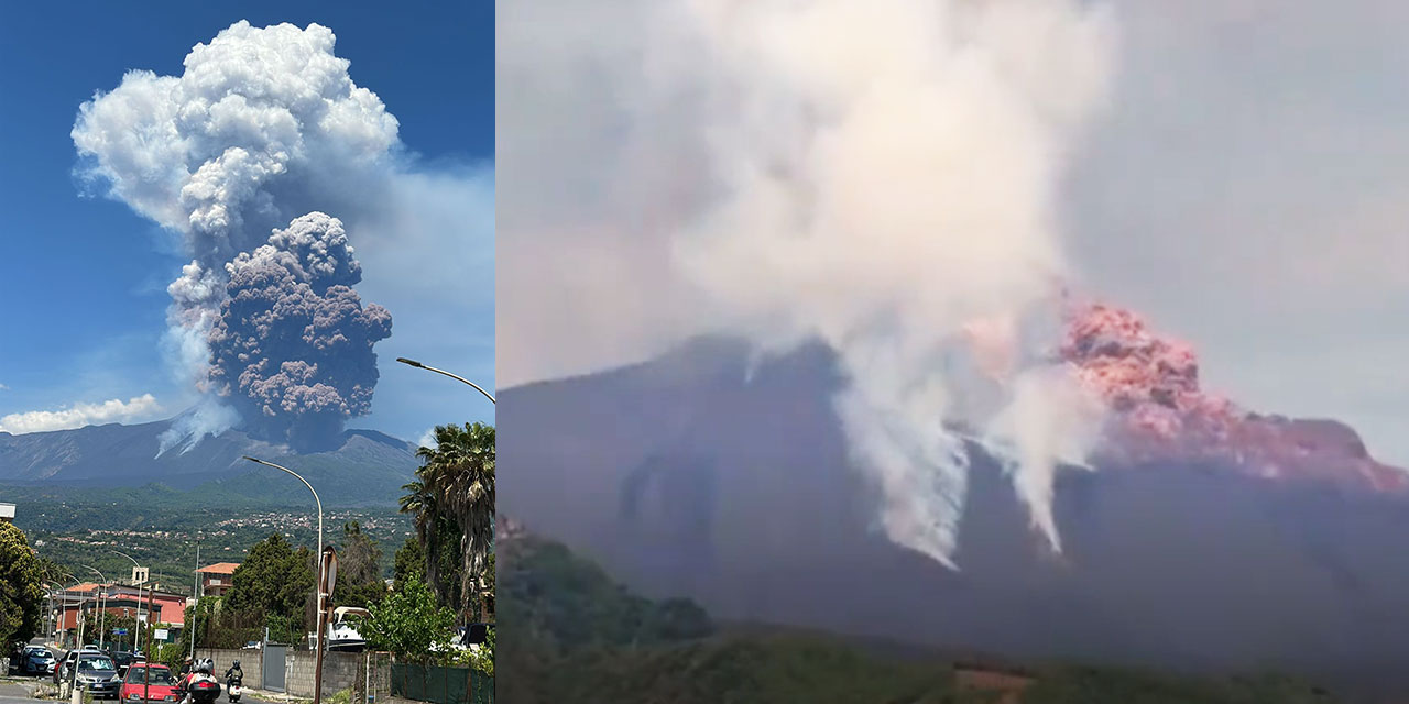 İtalya'da Etna Yanardağı'nın patlama anı