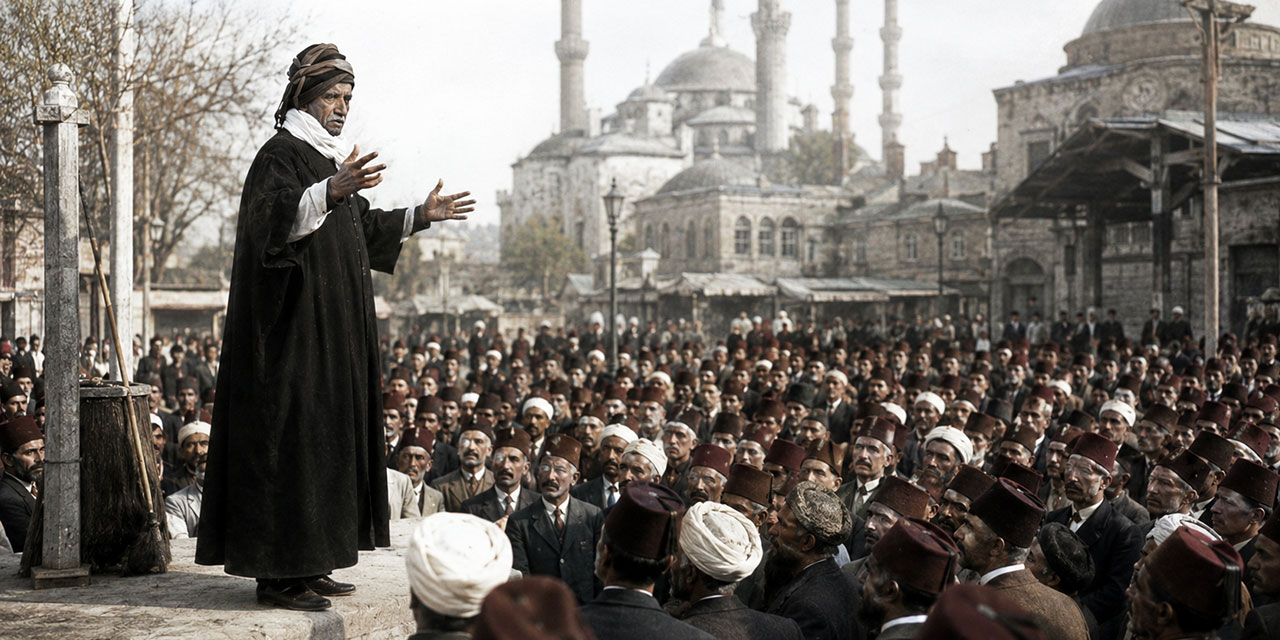 Sultan Abdülhamid'le görüşmesi engellenen Said Nursi meydanda konuştu