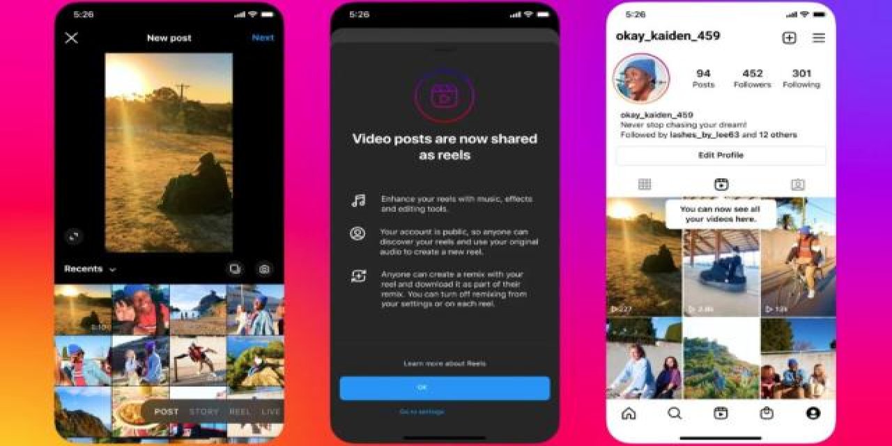 Instagram'da reels için yeni dönem