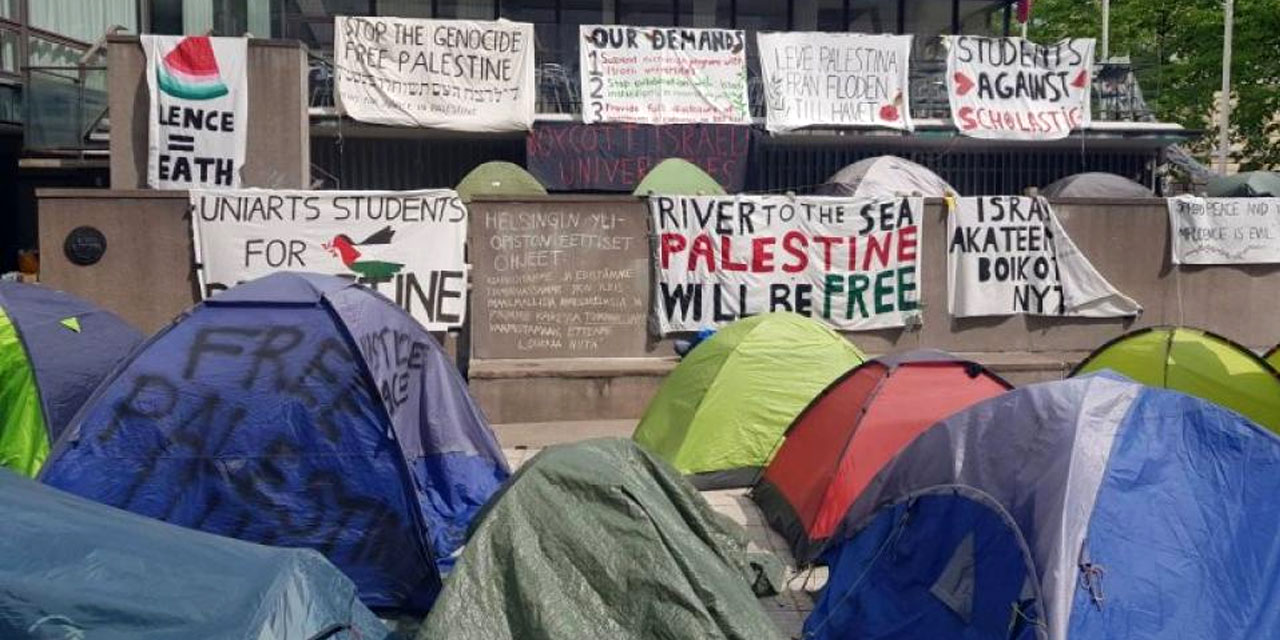 Helsinki Üniversitesindeki Filistin'e destek gösterileri ikinci ayına girdi