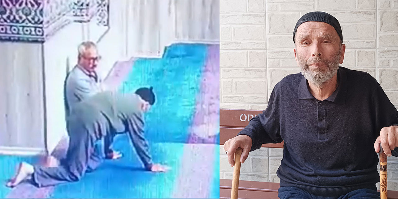 Camiye emekleyerek gelen 84 yaşındaki Kemal amca