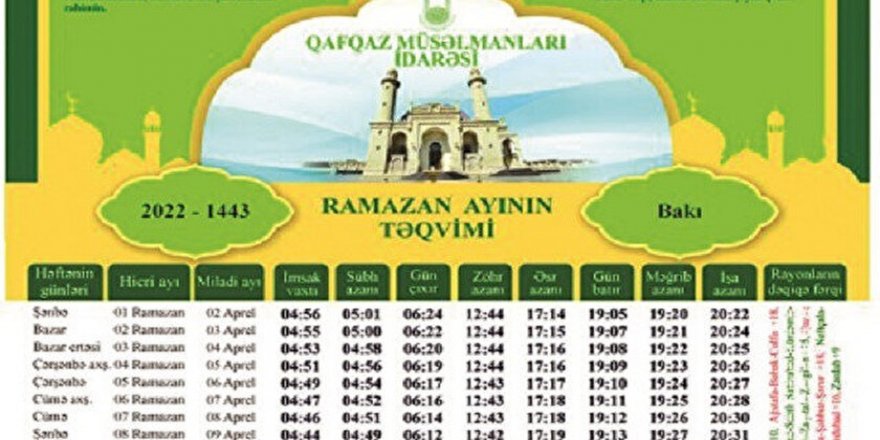 Azerbaycan Ramazan takvimini bu yıl İran yerine Türkiye’ye göre belirledi