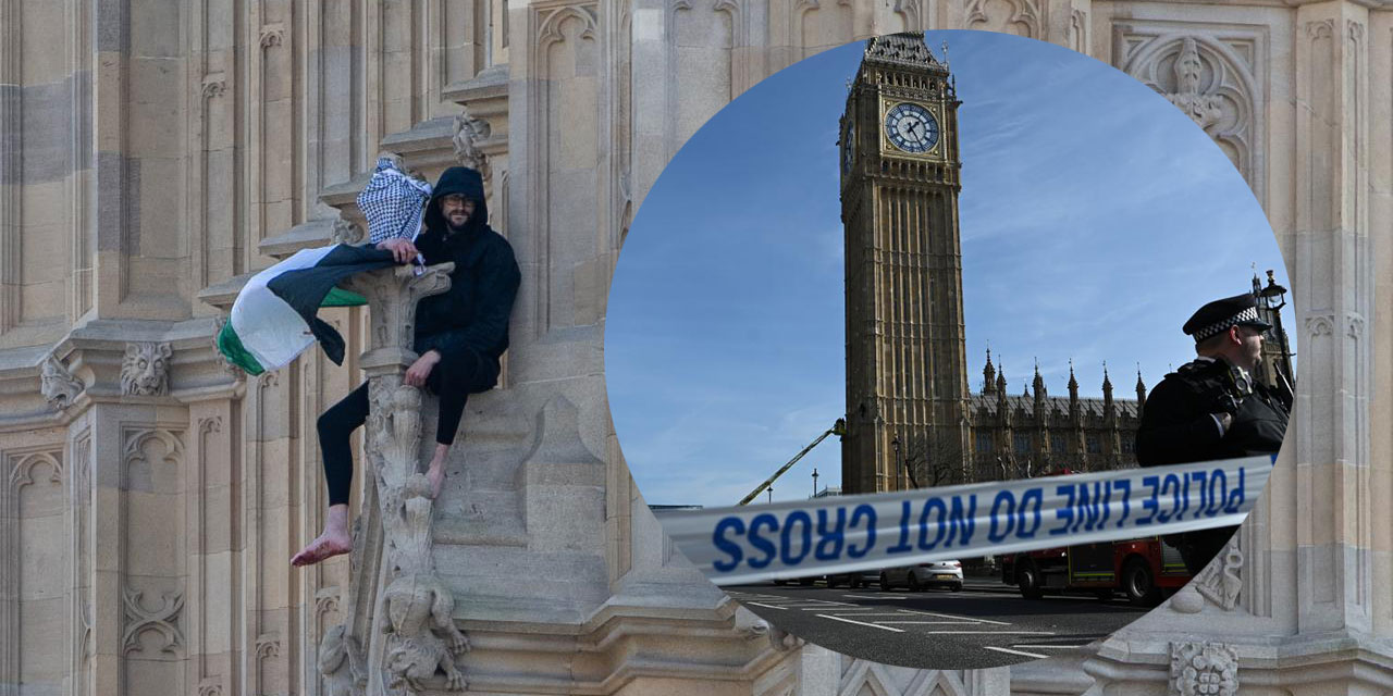 İngiltere'nin sembol kulesine çıkarak Filistin bayrağı açtı