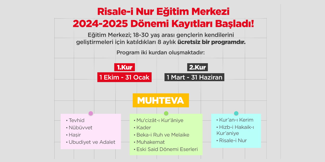 Risale-i Nur Eğitim Merkezi kayıtları başladı
