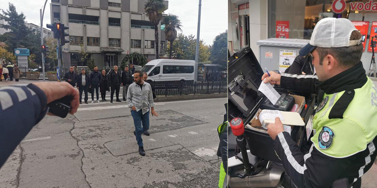 Samsun'da kırmızı ışıkta geçen 75 yayaya para cezası verildi