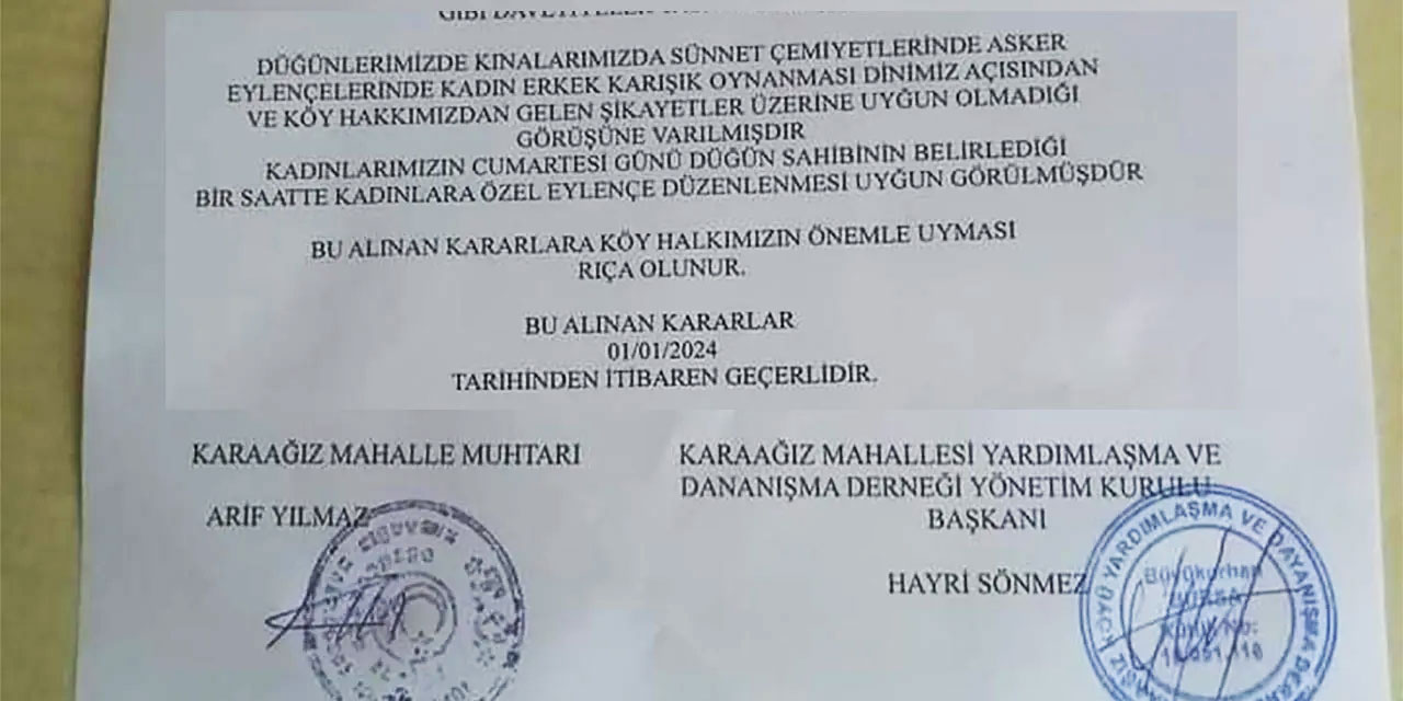 Köy halkı istedi: Düğünlerde kadınlar ve erkekler ayrı eğlenecek
