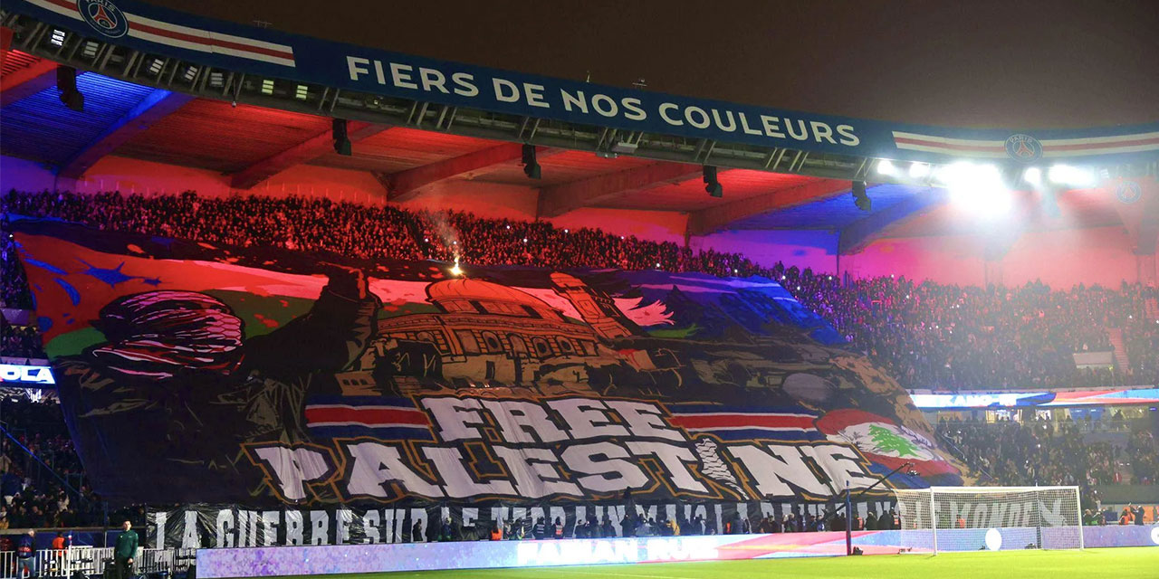 Şampiyonlar Ligine damga vuran dev pankart: Özgür Filistin