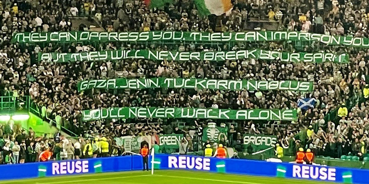 Celtic tribünlerinden Şampiyonlar Ligi'nde Filistin’e tam destek