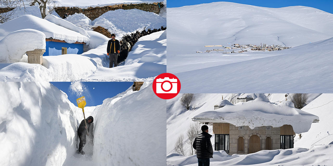 Van'ın Çatak ilçesinde kar 2 metreyi buldu, evler kayboldu