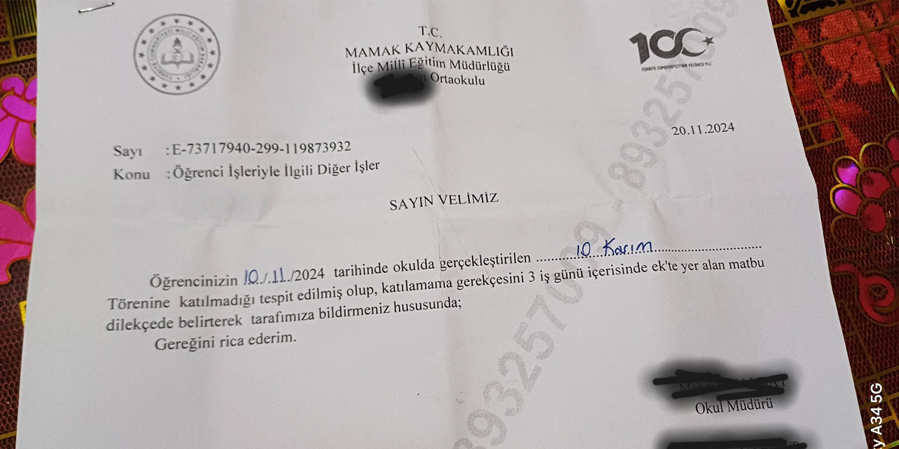 Sonradan görmelik böyle bir şey: 10 Kasım törenine katılmayan öğrenciden savunma istendi