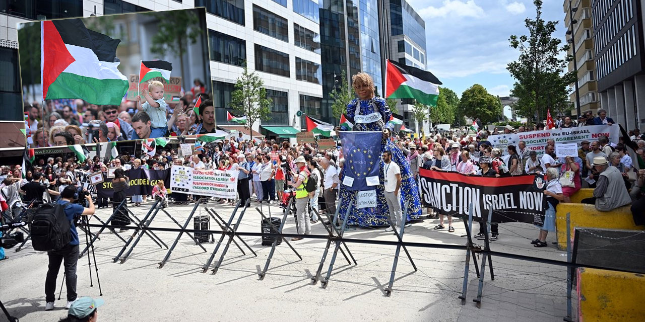 AB Konseyi binası önünde Filistin'e destek: Soykırımı durdurun!