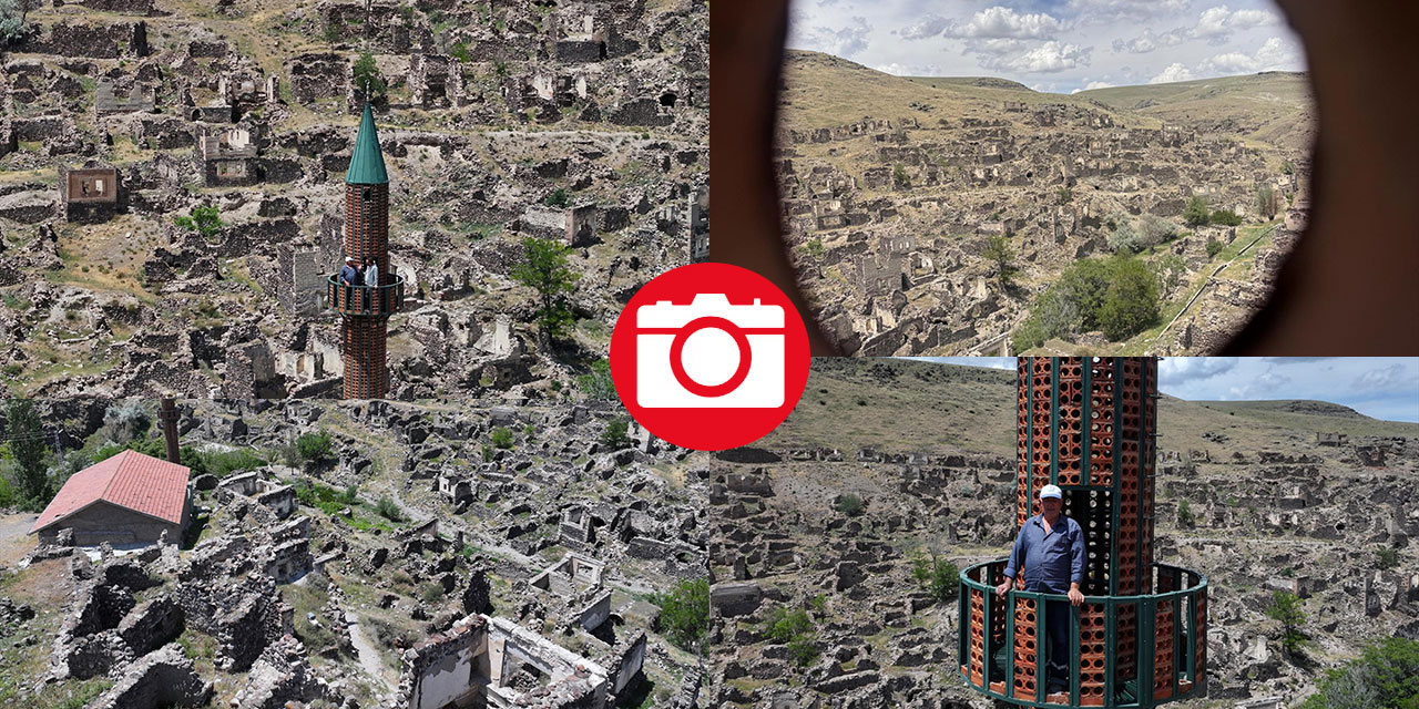 Sel sebebiyle 40 yıl önce terk edilen köylerini minareden seyrediyorlar