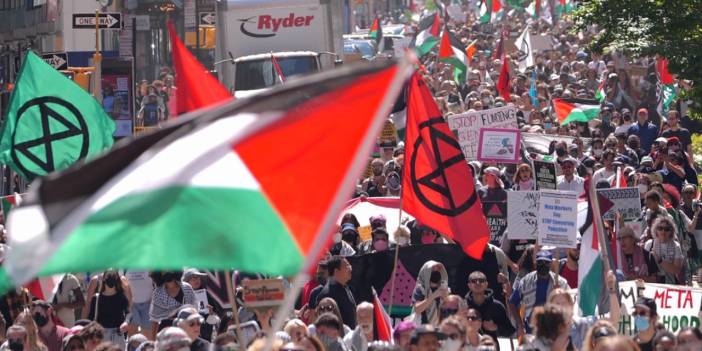 New York'ta Filistin'e destek, israile lanet gösterisi