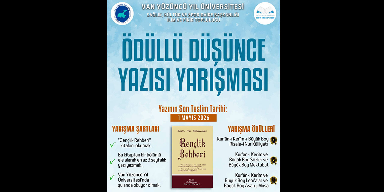Van Yüzüncü Yıl Üniversitesi'nde Gençlik Rehberi ile yazı yarışması düzenleniyor