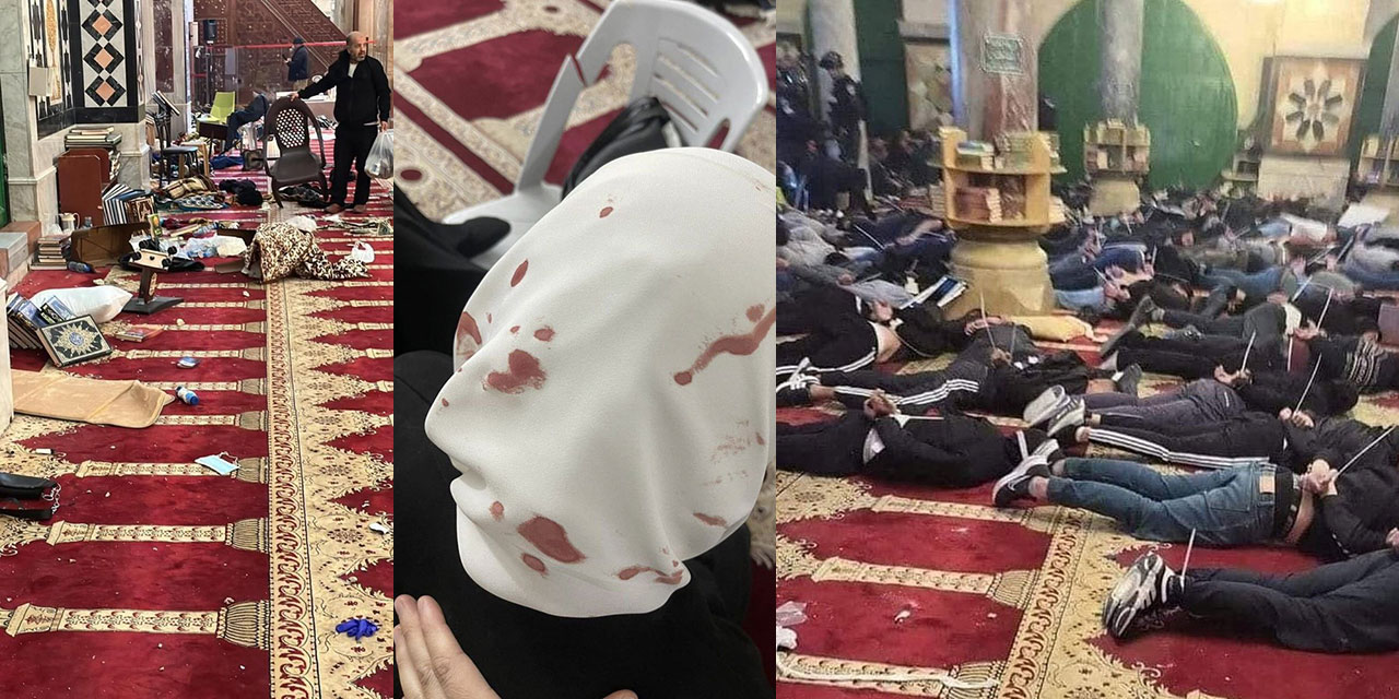 Terörist devlet İsrail, Mescid-i Aksa'yı bastı, Kur'an-ı Kerimleri yere fırlattı, insanları yaraladı